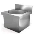 Lave mains inox mural - Cuve ovale - Longueur 40 cm - Profondeur 40 cm - Hauteur 25 cm - Dim.  cuve cm Ø 26 x 12,5 h