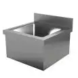 Lave mains inox mural - Cuve carrée - Longueur 50 cm - Profondeur 50 cm - Hauteur 25 cm - Dim.  cuve 33  x  33 x h 17 cm