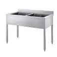 Plonge n.2 cuves - jambes carrés - simple sans ètagère ni renfort