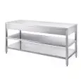 Table de préparation inox - pieds carrés - avec deux rayons inférieurs - plan de travail de 4 cm d'épaisseur - inox 8/10