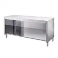 Table-armoire inox ouverte - plan de travail de 4 cm d'épaisseur - inox 8/10