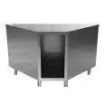 Élement angulaire extérieur 90° avec compartiment ouvert - Structure en inox  finissage en scotch brite - Longueur 156 cm - Profondeur 80 cm - Hauteur 90 cm