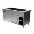 Meuble bain marie avec compartiment inférieure neutre et portes coulissantes-  Cuve h 22 cm - Structure en inox  finissage en scotch brite