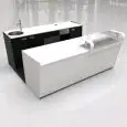 COMPTOIR DE BAR ET COMPTOIR ARRIÈRE - MOD. START UP L2500 H951 BC - AVEC PALETTE EN VERRE - N. 3 CELLULES AVEC RÉFRIGÉRATION VENTILÉE - ALIMENTATION V 230/50Hz MONOPHASÉ - AVEC CONDENSATION INTÉGRÉE - STATION DE MACHINE À CAFÉ - ÉVIER AVEC MÉLANGEUR À LEV