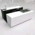 COMPTOIR DE BAR ET COMPTOIR ARRIÈRE - MOD. START UP L2500/SX H951 PL - AVEC RÉSERVOIR RÉFRIGÉRÉ POUR AFFICHAGE DES ALIMENTS ET BOISSONS À GAUCHE - COUVERCLE EN PLEXIGLAS POUR RÉSERVOIR RÉFRIGÉRÉ - N. 3 CELLULES AVEC RÉFRIGÉRATION VENTILÉE - ALIMENTATION V