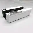 COMPTOIR DE BAR ET COMPTOIR ARRIÈRE - MOD. START UP L3500/DX H1150 - AVEC RÉSERVOIR RÉFRIGÉRÉ POUR L’AFFICHAGE DES ALIMENTS ET DES BOISSONS À DROITE - N. 1 PALETTE DE PROTECTION EN VERRE TRANSPARENT POUR RÉSERVOIR RÉFRIGÉRÉ - N. 1 PALETTE EN VERRE NOIR - 