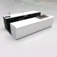 COMPTOIR DE BAR ET COMPTOIR ARRIÈRE - MOD. START UP L3500/SX H951 PL - AVEC RÉSERVOIR RÉFRIGÉRÉ POUR AFFICHAGE DES ALIMENTS ET BOISSONS À GAUCHE - COUVERCLE EN PLEXIGLAS POUR RÉSERVOIR RÉFRIGÉRÉ - N. 4 CELLULES AVEC RÉFRIGÉRATION VENTILÉE - ALIMENTATION V