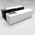 COMPTOIR DE BAR ET COMPTOIR ARRIÈRE AVEC PRÉSENTOIR DE CRÈME GLACÉE PANORAMIQUE - MOD. START UP L1000/6 PANORAMA+L2000 H951 - N. 2 CELLULES AVEC RÉFRIGÉRATION VENTILÉE - ALIMENTATION V 230/50Hz MONOPHASÉ - AVEC CONDENSATION INTÉGRÉE - STATION DE MACHINE À