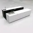 COMPTOIR DE BAR ET COMPTOIR ARRIÈRE AVEC PRÉSENTOIR DE CRÈME GLACÉE PANORAMIQUE - MOD. START UP L1000PANORAMA+L2500 H951 - N. 3 CELLULES AVEC RÉFRIGÉRATION VENTILÉE - ALIMENTATION V 230/50Hz MONOPHASÉ - AVEC CONDENSATION INTÉGRÉE - STATION DE MACHINE À CA
