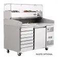 TABLE RÉFRIGÉRÉE / COMPTOIR À PIZZA EN ACIER INOX - Mod. EPF3490GR/38 - CLASSE ÉNERGÉTIQUE A - AVEC VITRINE PORTE-INGRÉDIENTS GN 1/3 - POUR BACS À PÂTONS 60 x 40 cm - FROID VENTILÉ - 1 PORTE - 7 TIROIRS NEUTRES 60 x 40 cm - TEMPÉRATURE -2°/+8°C - Dim. L 1