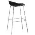 Sgabello - couleur noir - Structure en métal chromé, seduta en polypropylène, cuscino en ecopelle - Modèle 1630-EV23N