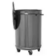 POUBELLE À ROULETTES EN ACIER INOX - STRUCTURE CYLINDRIQUE EN ACIER INOX AISI 304 - COUVERCLE MOULÉ - ROULETTES PIVOTANTES