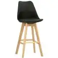 Sgabello - couleur noir - Structure en bois di quercia, scocca en polypropylène, seduta en ecopelle - Modèle 1639-EV37-black
