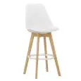 Sgabello - couleur blanc - Structure en bois di quercia, scocca en polypropylène, seduta en ecopelle - Modèle 1639-EV37W-01