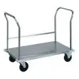 CHARIOT PORTE-CARTONS - MOD. CPB1472 - Plateau en tôle d'acier inoxydable - Double poignée - Roues ø mm 140 - Dim. cm L 61 x P 110 x H 85