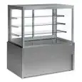 VITRINE NEUTRE (SANS GROUPE MOTEUR, NI ÉVAPORATEUR) - CONVIENT POUR LA PRÉSENTATION DE PRODUITS PÂTISSIERS SECS - MOD. KRISTALL_NE - STRUCTURE EN VERRE - PLAN D'EXPOSITION INFÉRIEUR EN ACIER INOX AISI 304 - COMPREND 3 RAYONS EN VERRE - ÉCLAIRAGE LED - ALI