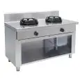 CUISINIÈRE À GAZ WOK CHINOISE 2 FEUX - MOD. EE02 - Construite exclusivement sur mesure - Compartiment - Plan de travaille lisse - Puissance au gaz à choisir entre kW 9,5/14/21 - Dim. 100x50xh85 cm - Norme CE