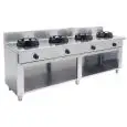 CUISINIÈRE À GAZ WOK CHINOISE 4 FEUX - MOD. EE04 - Construite exclusivement sur mesure - Compartiment - Plan de travaille lisse - Puissance au gaz à choisir entre kW 9,5/14/21 - Dim. 200x50xh85 cm - Norme CE