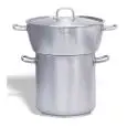 COUSCOUSSIÈRE BOMBÉ EN ACIER INOX 18/10 ÉQUIPÉ DE COUVERCLE - COMPATIBLE AVEC CUISINE À INDUCTION