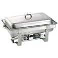 DEDRA CHAFING DISH GASTRONORM 1/1 (H mm. 65) , COUVERCLE NORMAL EN ACIER INOX - ÉQUIPÉ DE DEUX RÉCHAUDS (gel combustible exclus) - CAPACITÉ 8,5 L - DIMENSIONS 610 x 360 x h300 mm