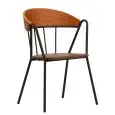 Poltroncina - couleur noce - Structure en métal verni, schienale en bois e seduta en ecopelle - Modèle 1747-XH2N-LAT-01