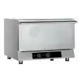 FOUR ÉLECTRIQUE À CONVECTION POUR GASTRONOMIE ET PÂTISSERIE  - MOD. MR4 - CONTRÔLE ÉLECTROMÉCANIQUE  - SANS HUMIDIFICATEUR ET À UNE VITESSE  - PORTE BATTANTE - ALIMENTATION TRIPHASÉ 400/3/50 - PUISSANCE  KW 6,3 - CAPACITÉ : 4 X (GN 1/1 ; 60X40) -DISTANCE 