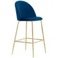 Sgabello - couleur blu - Structure en métal ottonato, seduta e schienale imbottiti, rivestimento en velluto - Modèle 1764-J01-DB-01