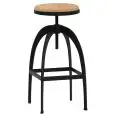 Sgabello - couleur noir;marrrone - Structure en métal verni, seduta regolabile en bois - Modèle 1779-M51-SUG