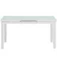 Table - couleur blanc - Structure en aluminium verni, plateau extensible en verre trempé anti-rayures - Modèle 1807-SD80W
