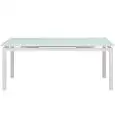 Table - couleur blanc - Structure en aluminium verni, plateau extensible en verre trempé anti-rayures - Modèle 1810-SD85W-01