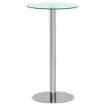 Table - couleur aluminium - Base en acier inox chromé, plateau en verre trempé, Épaisseur 12 mm - Modèle 1840-BT2G-01