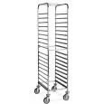 Chariot porte-bacs et plaques - Mod. 2077 - Structure en acier inoxydable AISI 304 - capacité 18 bacs/plaques 60 x 40 cm - espacement des glissières cm 7,5 - Dimensions cm 52 x 72 x 176 h