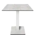 Table avec plateau carré - finition claire brooklyn - colonne blanche - Modèle 225-HPQ-403 - base H 73 cm