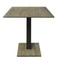 Table à plateau carré - finition bois bleu - Colonne noire - Modèle 225-HPQ-403 - avec base H 73 cm