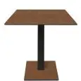 Table à plateau carré - finition cuivre - colonne noire - Modèle 225-HPQ-403 - avec base H 73 cm