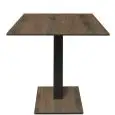 Table à plateau carré - finition ancienne - colonne noire - Modèle 225-HPQ-403 - avec base H 73 cm