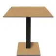 Table à plateau carré - finition teck urbain - Colonne noire - Modèle 225-HPQ-403 - avec base H 73 cm