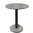 Table à table arrondie - finition brooklyn foncée - Colonne noire - Modèle 227-HPR-403 - avec base H 73 cm