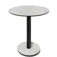 Table à table ronde - finition claire Brooklyn - Colonne noire - Modèle 227-HPR-403 - avec base H 73 cm