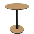 Table à table arrondie - finition teck urbain - Colonne noire - Modèle 227-HPR-403 - avec base H 73 cm