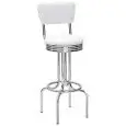 Sgabello - couleur blanc - Structure en métal chromé, schienale e seduta girevole en ecopelle - Modèle 245-B030-W-01