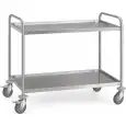 Chariot de service en acier inoxydable AISI 201 - Mod. 2P100-60 - 2 plateaux - plateau cm 100 x 60 - capacité 80 kg - Dimensions cm 109 x 69 x 94 h