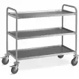 Chariot de service en acier inoxydable AISI 201 - Mod. 3P100-50 - 3 plateaux - plateau cm 100 x 50 - capacité 80 kg - Dimensions cm 109 x 59 x 94 h