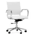 Poltrona ufficio - couleur blanc - Structure en métal chromé, seduta imbottita, rivestita en ecopelle, schienale en textilene - Modèle 612-ZW4-blanc
