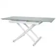 Table - couleur blanc - ​Structure en acier verni, plateau extensible en cristal Épaisseur 8 mm - Modèle 841-RF22W-alto-aperto-01