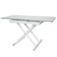 Table - couleur blanc - ​Structure en acier verni, plateau extensible en cristal Épaisseur 8 mm - Modèle 841-RF22W-alto-aperto-04