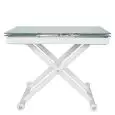 Table - couleur blanc - ​Structure en acier verni, plateau extensible en cristal Épaisseur 8 mm - Modèle 841-RF22W-alto-chiuso-01