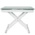 Table - couleur blanc - ​Structure en acier verni, plateau extensible en cristal Épaisseur 8 mm - Modèle 841-RF22W-alto-chiuso