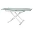 Table - couleur blanc - ​Structure en acier verni, plateau extensible en cristal Épaisseur 8 mm - Modèle 841-RF22W-basso-aperto