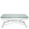 Table - couleur blanc - ​Structure en acier verni, plateau extensible en cristal Épaisseur 8 mm - Modèle 841-RF22W-basso-chiuso